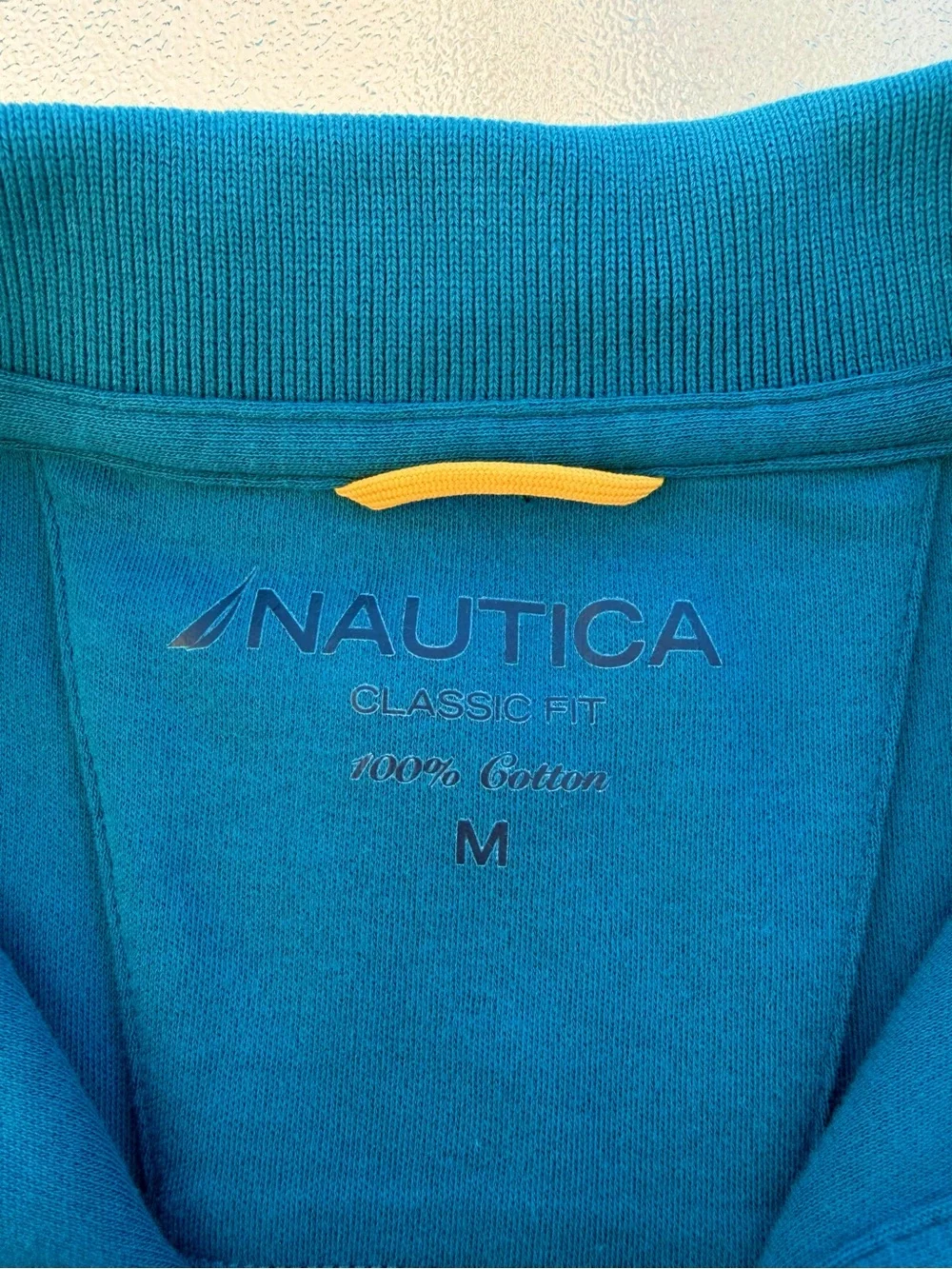 Nautica Teal Blue Classic Fit Cotton Deck Polo Shirt ~ Men’s Medium - Picture 5 of 8